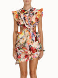 High-End Women's Sexy Dew Back-To-Back Dress Skirt Short Dress High-End Fine Print Dress Dress Dress 68HZ