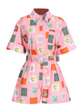 Fashion Temperament Two-Piece Set 2025 New Design Print Set Short-Sleeved Shirt Top + Casual Shorts Women 68HZ