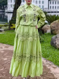 French Fashion High-End Set Women's Clothing 2025 Spring New Collar Hollow Shirt High Waist Half-Dress Women's Winter 68HZ