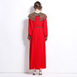 2025 Senior Sense Of The Famous Fan Heavy Industry Nail Bead Dress Temperament Sister Fan Lantern Sleeves Loose Long Skirt 68HZ