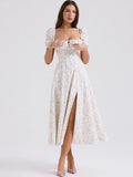 High-End Women's Dress French Style Collar Crumn Dress Dress Temperament Print Dress Fashion Casual Holiday Dress 68HZ
