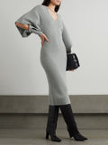 Fashion Temperament Women's Dress French Dress 2025 Summer New Slim Design Medium Long Knit Dress 68HZ