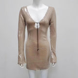 High-End Women's Sexy Glided Sleeve Miniskirt 68HZ