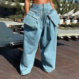 Spring 2025 New Water Washing Old Design Multi-Pocket Decoration Loose-Legged Trousers Workboys Denim Trousers 68HZ