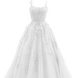 Evening Dress Women 2025 Fine Shoulder Prom Neat Long Tulle Lace Sticker Girl Party Ball Dress Summer 68HZ