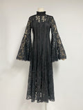 Court Style Dress Dress 2024 Spring Horn Sleeve Long Sleeve Heavyweight Bundle Collage Super Fairy Lace Dress Dress 68HZ