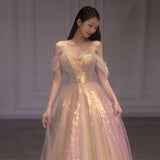 Toasting Dress Bride 2025 New Net Yarn Thin Annual Banquet Host Mermaid Shoulder Evening Dress Woman 68HZ