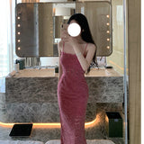 Bring Your Own Gentle Buff~ French Tea Dress Rose Lace Sling Dress Famous Temperament Bodybine Dress 68HZ