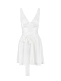 Dress Sexy Deep V Tie With Body-Caught White Short Dress Babes Sleeveless Dress Women's Pure Lust 68HZ