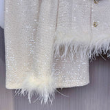 Famous Temperament French Small Fragrant Suit Women's New Fur Short Coat + Half-Dress Two-Piece 68HZ