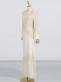 Vintage Elegant Style Slimy Fishtail Dress 2025 New Lace Embroidery Design Long Dress Women Summer 68HZ