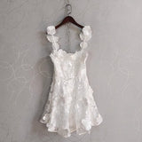 Small French Small Design Three-Dimensional Flower Net Embroidery To Rectender Sling With A-Word Dress 68HZ