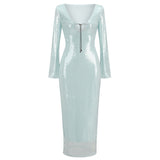 High-End Women's Fashion Sexy Thighs Horn Sleeve Skirt Under The Fork Dress Dress Dress Woman 68HZ