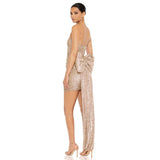 High-End Women's Glide Sexy Bag Butt-Meared Thoracic Dress Can Be Removed Large Bow Decorative Dress Dress 68HZ