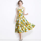 2024 Summer New Women's Retro Sleeveless Short-Wrapped Breast Sling + Printed High-Rise Half-Dress Two Sets 68HZ
