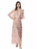Fashion French Light Luxury Elegant Heavy Industry Embroidery Yarn Net Dress 68HZ