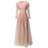 Sexy V-Neck Seven-Sleeve Embroidered Mesh Dress Dress Spring And Summer Women's New 2024 68HZ