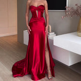 High-End Temperament Elegant Wrapped Breasts One-Word Long Banquet Big Evening Dress Bridesmaid Dress Dress 68HZ