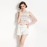 Shanghang Knitted Knitted Vest Women's Korean Version Of Loose Tuk Tuk Tat + Babes Shorts Two Sets 68HZ