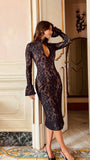 Ins Women's Women's Clothing In The Fall Of The New Sexy Temperament Lace Hollow Low-Breast Horn Cuffed Hip Dress 68HZ