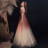 One-Word Shoulder Evening Dress Dress Woman 2025 New Wedding Banquet Dress Atmosphere Thin Brat Bride Toast 68HZ