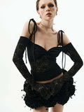 Three-Dimensional Flower Sexy Sling Belt Wrapped T-Shirt Corset Tsets Tsets Skirt Short Skirt Dinner Dress Dress Two Sets 68HZ