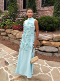 French Three-Dimensional Flower A-Shaped Dress 2025 Spring And Summer New Splicing Collar High-End Thin Dress Woman 68HZ