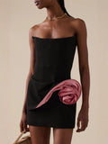 Women's New Sexy Out-To-Shoulder-To-Shoulder-Wear Skirts With Flowers Decorating Temperament Dress Dress 68HZ