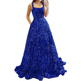 2025 Prom Dress Long A-Shaped With Pocket Formal Evening Dress Side Open Flash Party Dress 68HZ