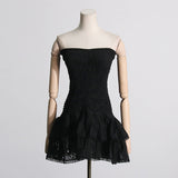Women's Clothing 2025 Spring New High-End Sexy Hottie T Breast-Wear Dress Body Lotus Leaf Side A-Dress Dress Dress 68HZ