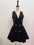 Wang Xinling With A Small Fragrant Style V-Neck Suit Dress Sleeveless Vest Hepburn Style Small Black Dress 68HZ