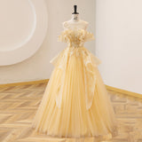 Champagne Dress Student Vocal Art Exam Performance Costumes Singing Puffed Skirts To Host The Annual Banquet Evening Dress 68HZ