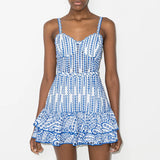 Spring 2025 New Heavy Industry Embroidery Sexy Sling Skirt Splicing Lotus Leaves Side To The Waist Thin Dress Woman 68HZ