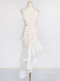 French Banquet Dress Dress 2025 Spring New Famous Embroidered Lotus Leaves Side Of The Body-Cuffed Dress Woman Trendy 68HZ