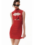 Women's New Sexy Hollow Sleeveless Dress Flower Decoration Folding Ass Dress Dress Dress 68HZ