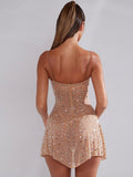 High-End Women's Hot Diamond Sexy Perspective Sling Dress Skirt Dress Dress Dress Banquet Dress Dress 68HZ
