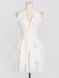 Sexy Babes Dress 2025 Spring New Fashion Deep V-Neck Sleeveless Hanging Neck High Waist Thin Dress Woman 68HZ