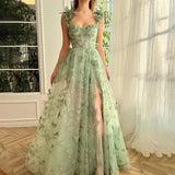 The Bridesmaid's Suit Slings Linden With Forked Temperament Sexy Evening Dress Lace Mesh Dress 68HZ