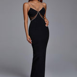 Summer Heart-Bursting Dress Sexy Sling Diamond Chain Long Body-In-Handling Bandatry Dress 68HZ