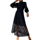 2024 Women's New French Lace Collar Bubble Bubble Sleeve Dress Temperament To Show Skinny Dress 68HZ