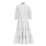 Court Retro Style Long-Sleeved Dress Woman 2025 Spring New Splicing Hollow High-End Feeling Slimy Dress 68HZ