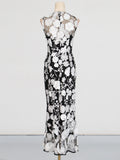 Temperament Flower Collage Design Long Dress Women's Summer 2025 New Three-Dimensional Flowers Waist Display Thin Waist Dress 68HZ