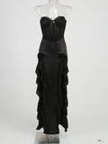 High-End Women's Sexy Perspective T-Shirt Tset Skirt Lotus Leafy Dress Dress Height Open Dress Dress Dress Woman 68HZ