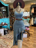 2024 New Sling Gile High-Sclam High-Up To Repair The Fork With The Slanted Leaf Side Of The Denim Dress 68HZ