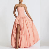 2025 Summer New Women's Breast Open Fork With Solid Color Temperament Fashion Dress Dress Dress 68HZ