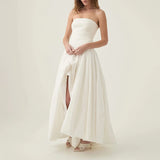 Tea Break French Beautiful Dress 2025 Spring New Breast-Skinny Folding Open Fork Dress Dress Woman 68HZ