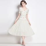 Lace Embroidered Dress Square Understanding Temperament Chiffon 100-Fold Skirt Belt To Collect Thin 68HZ