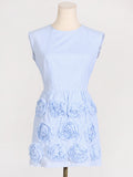 French Small Fragrant Wind To Close The Waist Thin Sleeveless Round Skirt 2025 New Splicing Flower Design Short Dress 68HZ