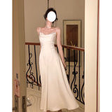 White Suspension Dress Women's New Fascress With Thin Waist-Waisted Dress 68HZ