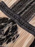 2025 Early Spring New Round Neck Lantern Sleeve Retro Black Print Waist 100 Folded Dress Dress Dress French 68HZ